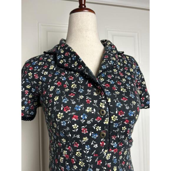 VTG 90s Aeropostale Floral Midi Dress XS Short Sleeve Button up Henley - Picture 3 of 5